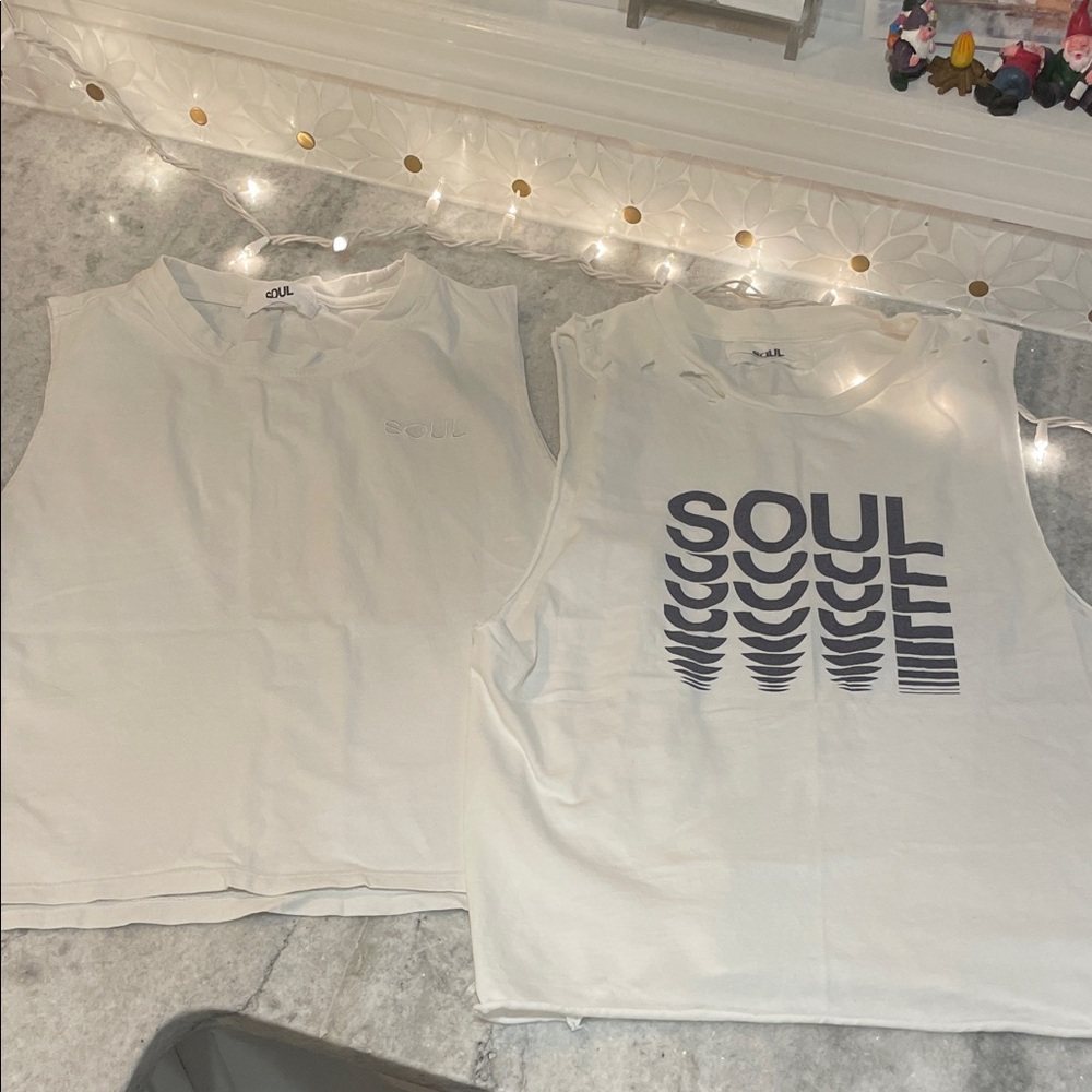 SoulCycle White Graphic Tank Tops bundle